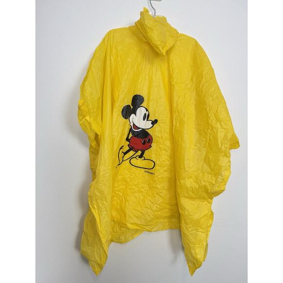 Disney Poncho Rain Coat Mickey Mouse Adult Yellow Florida Vintage One Size - Picture 1 of 4